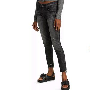 Moussy Vintage Diana Distressed Stretch Skinny Ankle Jeans Dark Black Size 25